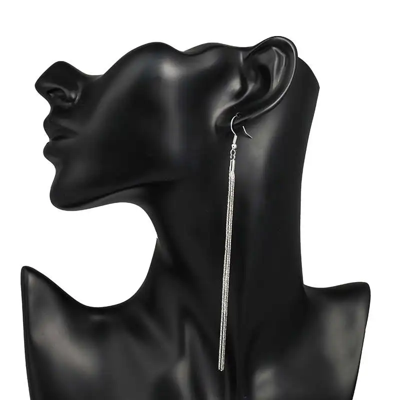 Серьги с кисточками для женщин серебряного цвета длинные серьги цепочки