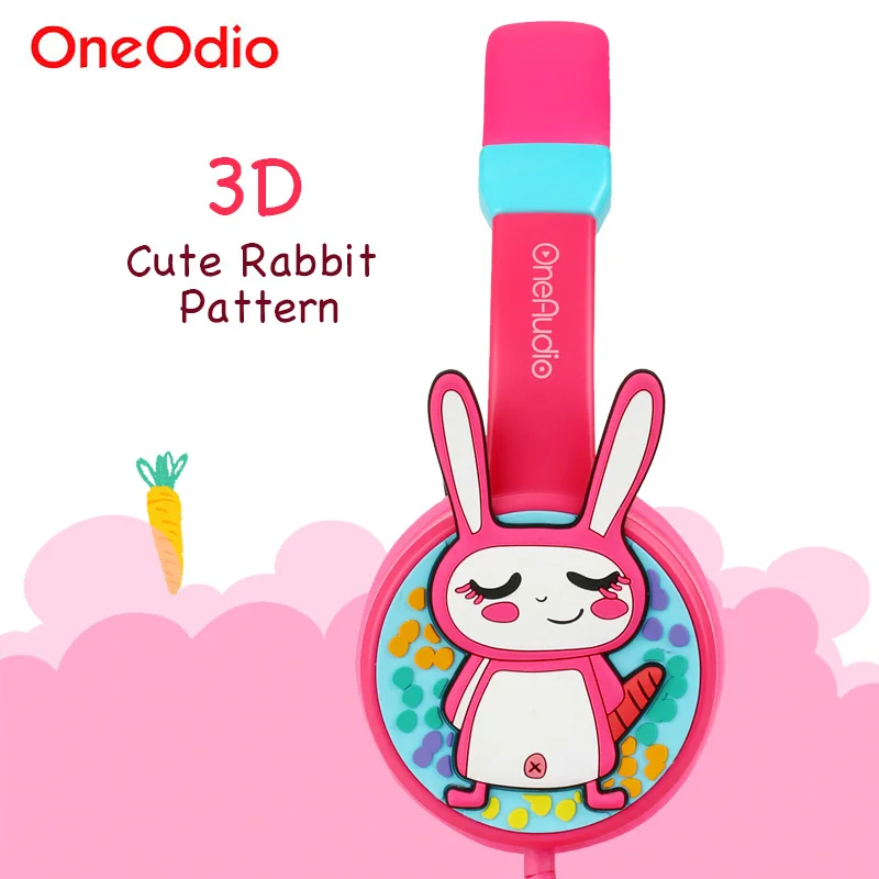 Oneodio новый милый 3D кролик розовый наушники для девочек Дети 3 5 мм проводное