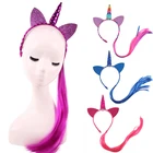 Лента для волос yunfly, детская, для девочек, с блестящими ушками, радужного цвета, ободки с единорогами