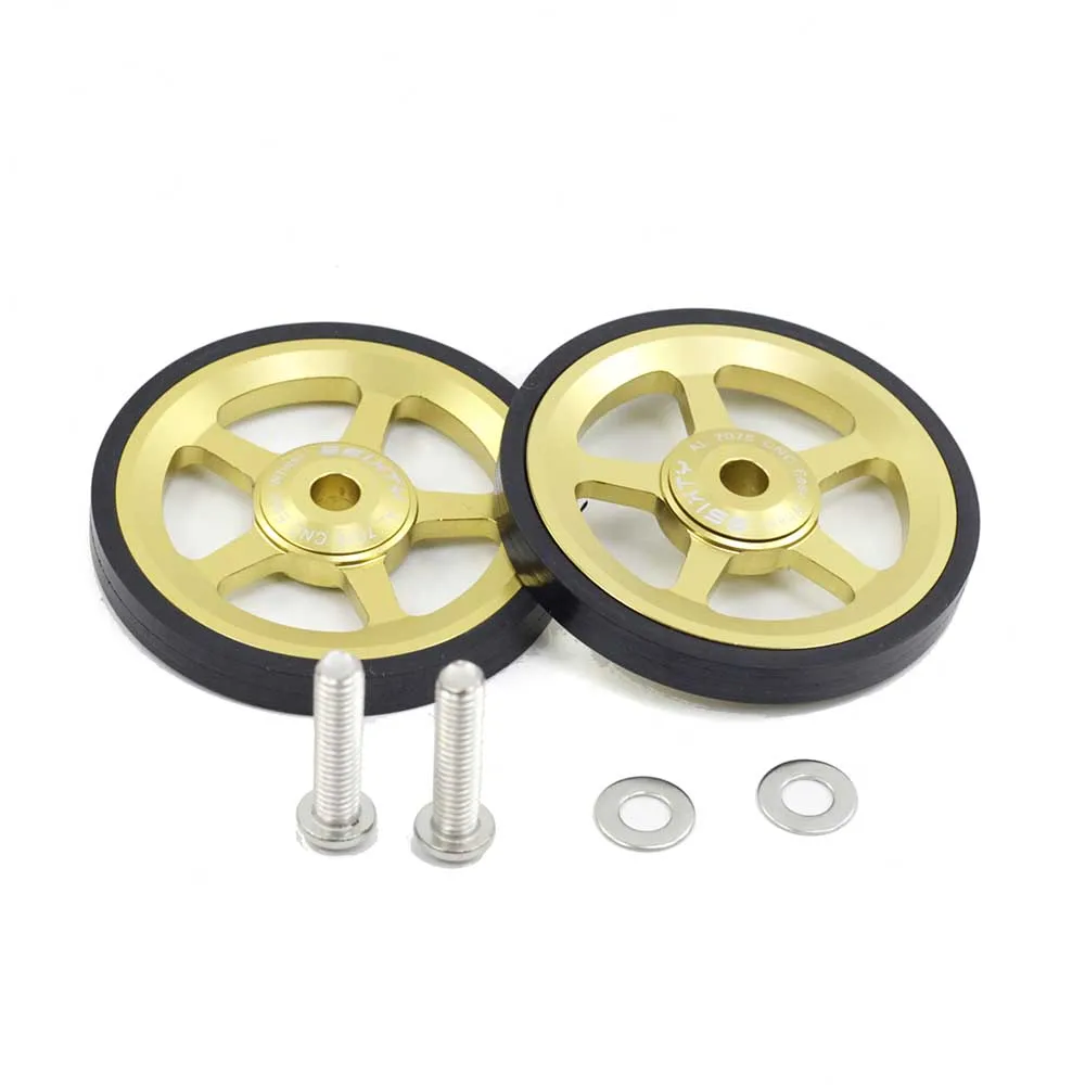 Gold 2 шт. легко колеса Easywheel& болты для Brompton 3 шестьдесят складной велосипед 63 г - Цвет: Gold