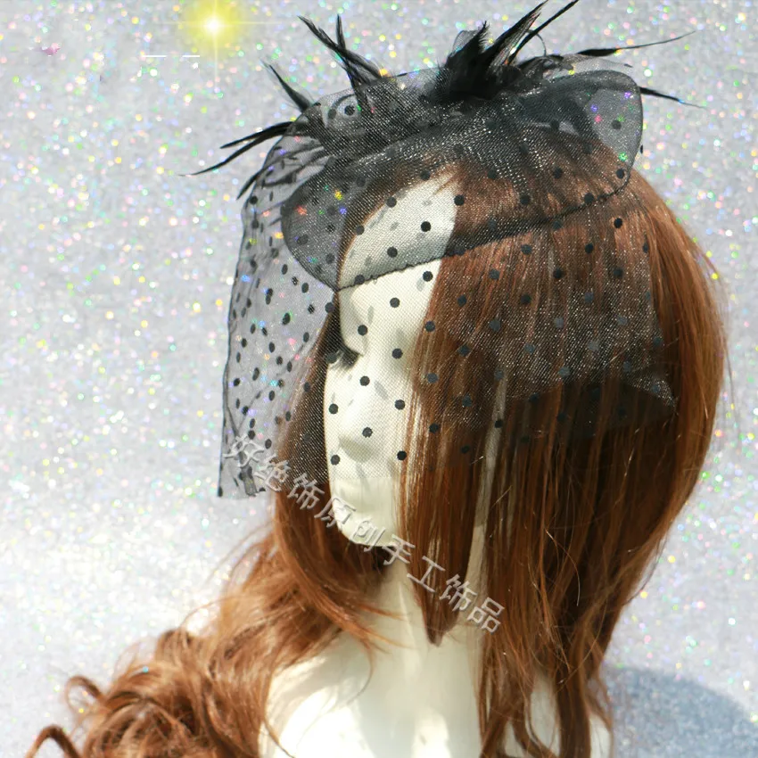 

Black Feather Net Yarn Hairpin Top Clip Headdress Hair Accessories Small Hat Type Hair Accessories