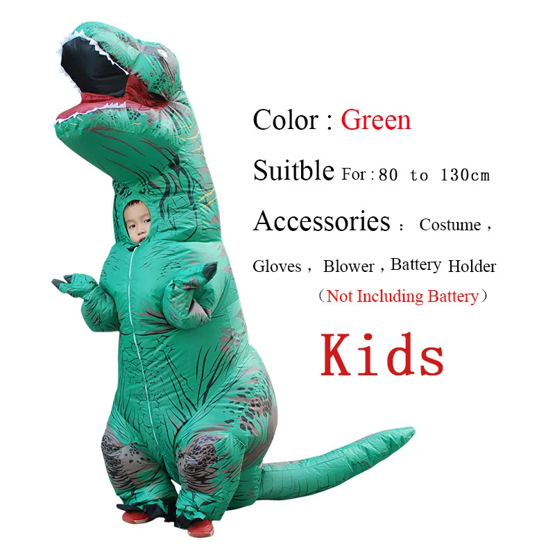 Children Green T-REX надувной костюм-талисман для детей, взрослых, аниме, косплей, динозавр, животное, комбинезон, подарок на день рождения для пати, косплей, Disfraz - Цвет: Children Green