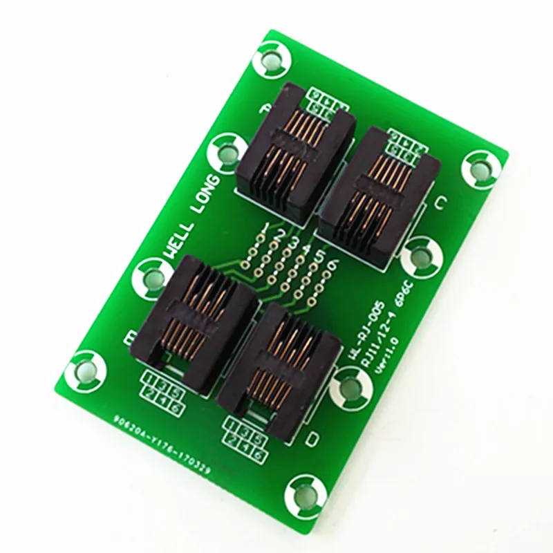 RJ11/RJ12 6P6C прямоугольный разъем 4-полосная коммутационная плата Клеммная колодка