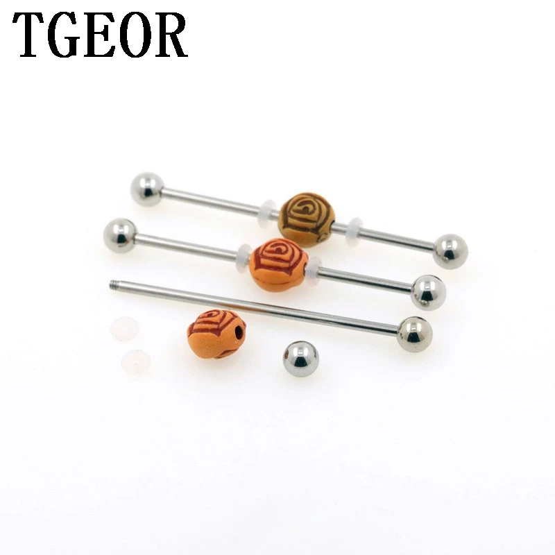 

Оптовая продажа эшафот штанги 30 шт. Нержавеющая сталь 14G звезды цветок розы узоры промышленного пирсинг со штангой бесплатная доставка