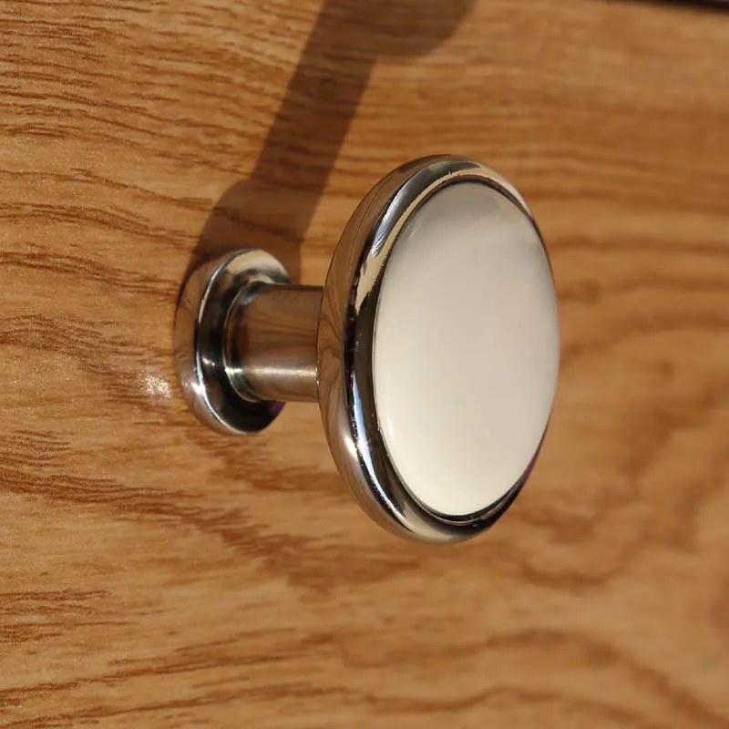

128mm modern simple fashion silver chrome kitchen cabinet dresser door handle white ceramic drawer tv cabinet cupboard knob pull