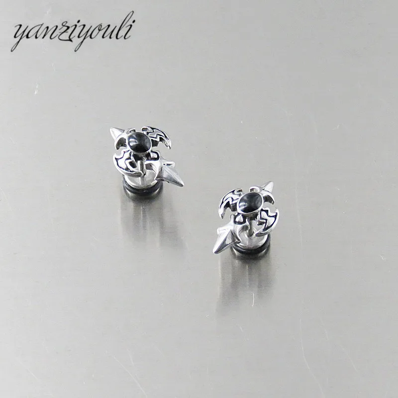 Модные корейские серьги гвоздики из нержавеющей стали в готическом стиле панк