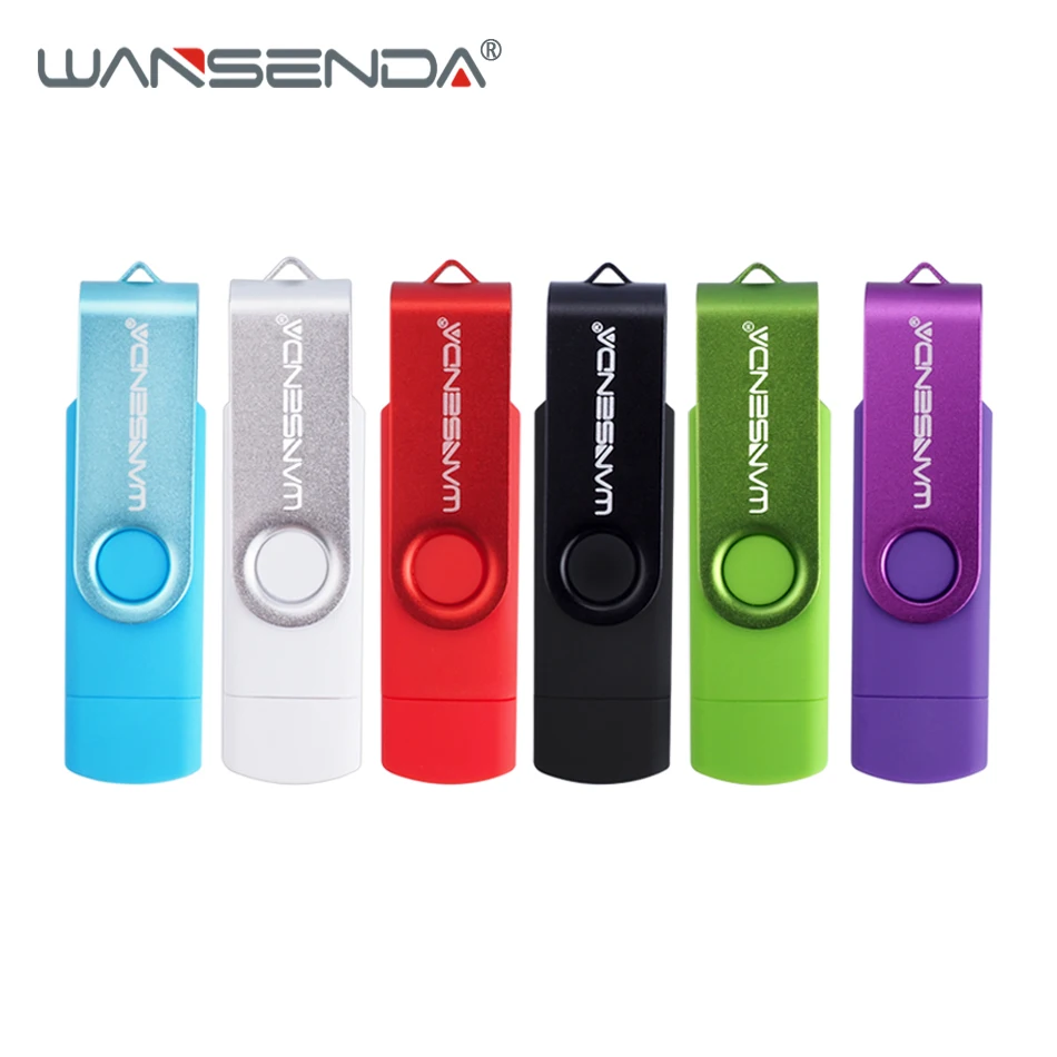 WANSENDA высокоскоростной OTG USB флеш накопитель 32 ГБ 8 Гб 16 64 128 256 2 в 1 микро Usb для