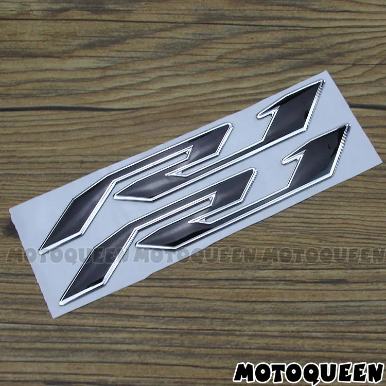 New R1 Silver Мотоциклетные поднять 3D этикетка-эмблема обтекатель таблички Стикеры для Yamaha R1 R6 YZF-R1 YZF-R6 YZF1000 YZF600 1998 - Цвет: New R1 Silver