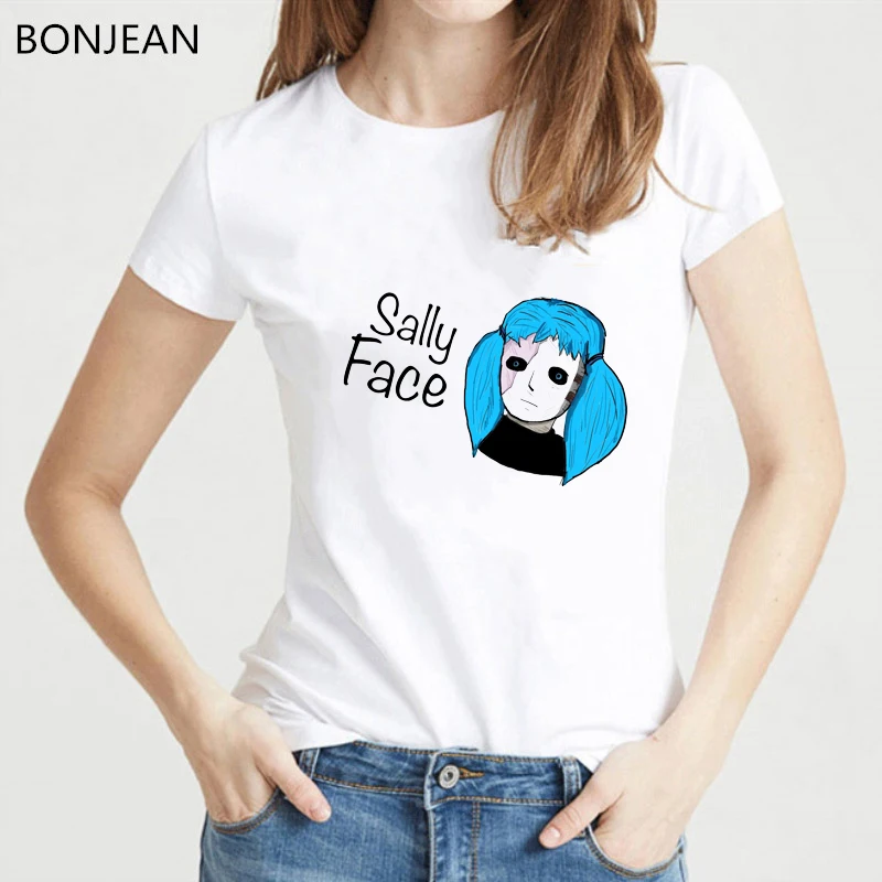 Женская футболка с героями мультфильмов Sally Face camisa femenina harajuku белая забавным