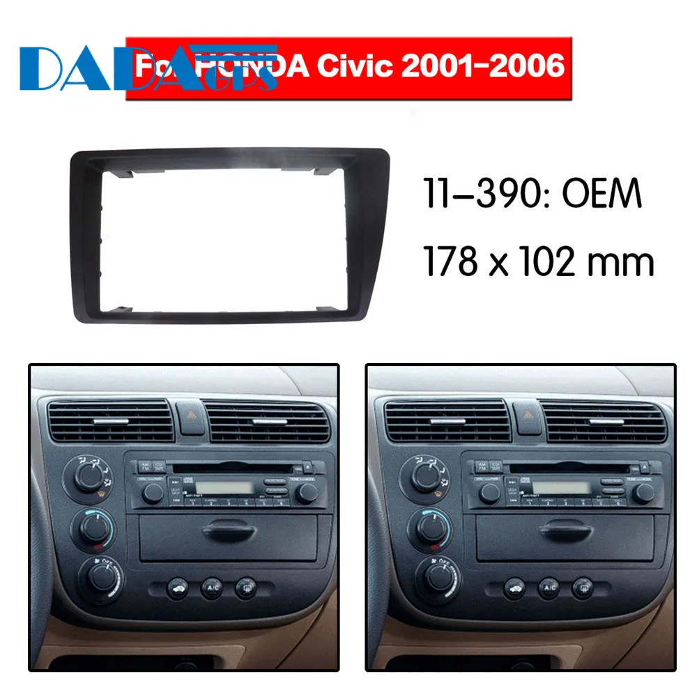 

11-390 Car DVD/CD for HONDA Civic 2001-2006 (left Wheel) Radio Stereo Fascia Panel Frame Adaptor Fitting Kit 2 Din
