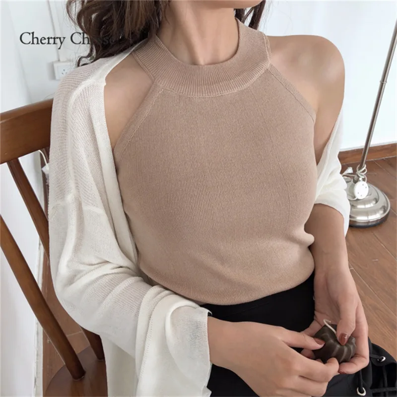 Cherry Chesse Sexy Solid Women Tank Tops Slim Female Camis | Женская одежда