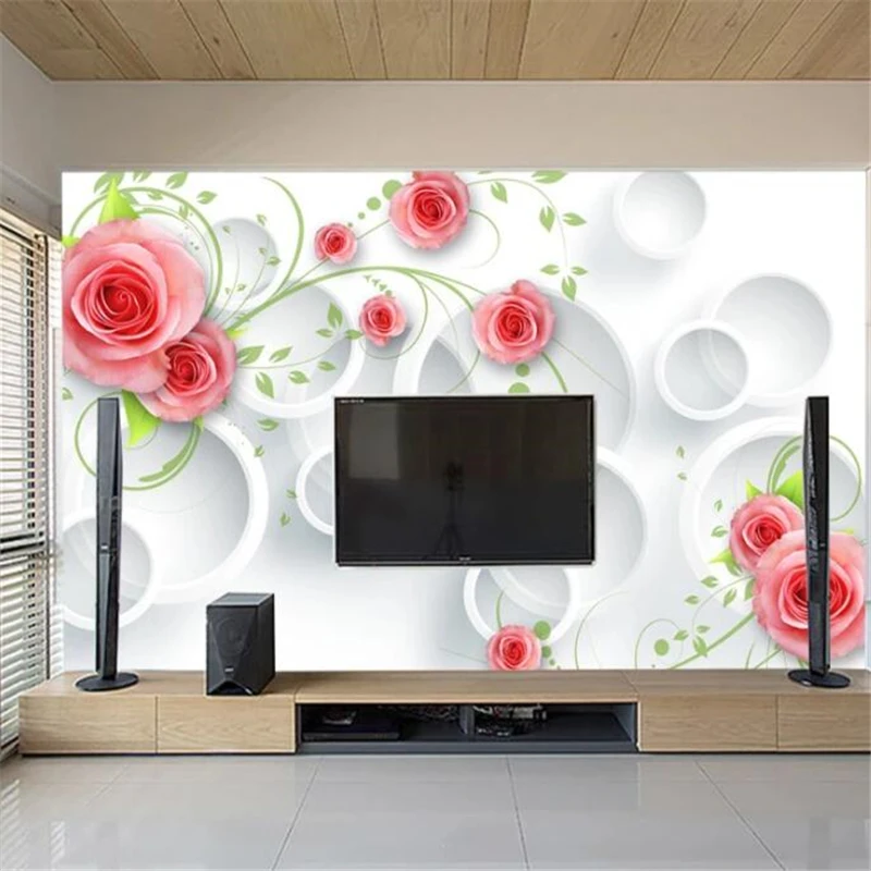 Обои на заказ 3D круг цветок лоза роза ТВ фон стена гостиная обои для спальни
