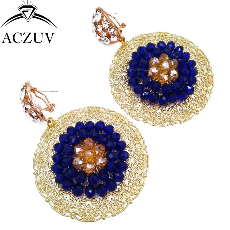 ACZUV Brand Royal Blue and Gold Nigerian Wedding African Beads Jewelry Set Crystal A10R013 | Украшения и аксессуары