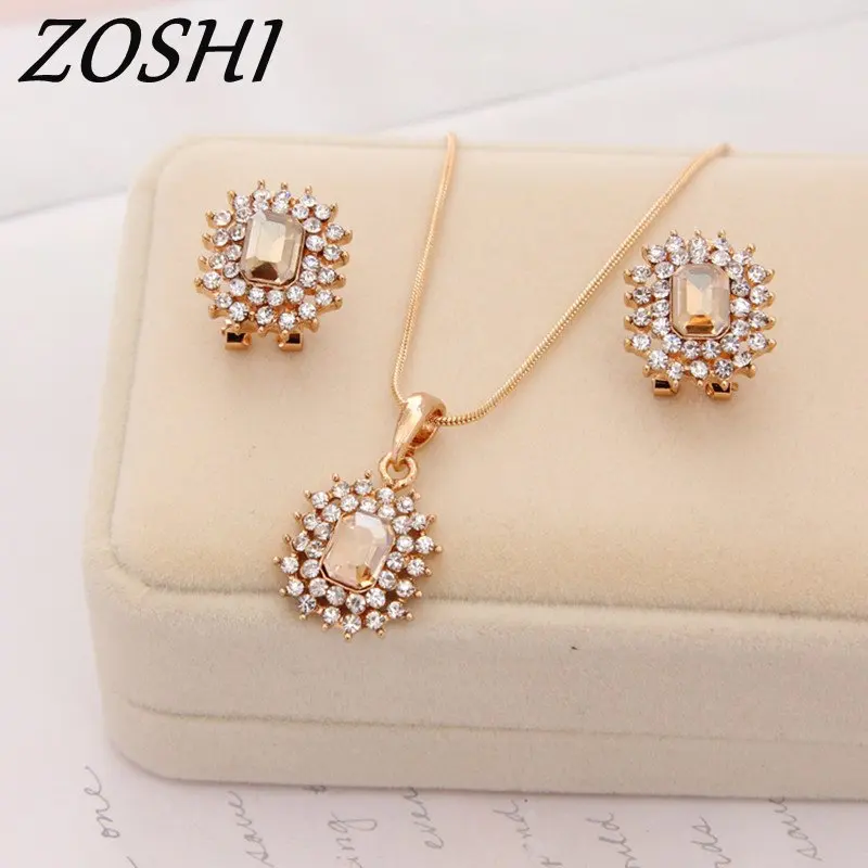 Модный женский свадебный комплект ювелирных изделий очаровательный кристалл