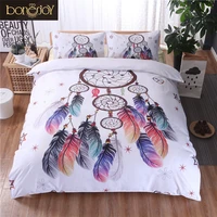 bonenjoy white bedding set king size quilt cover feather print for girls used single bedding duvet cover queen