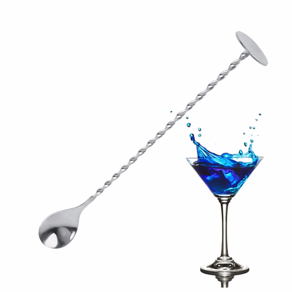 11 дюймовая ложка для смешивания коктейлей из нержавеющей стали спиральный узор