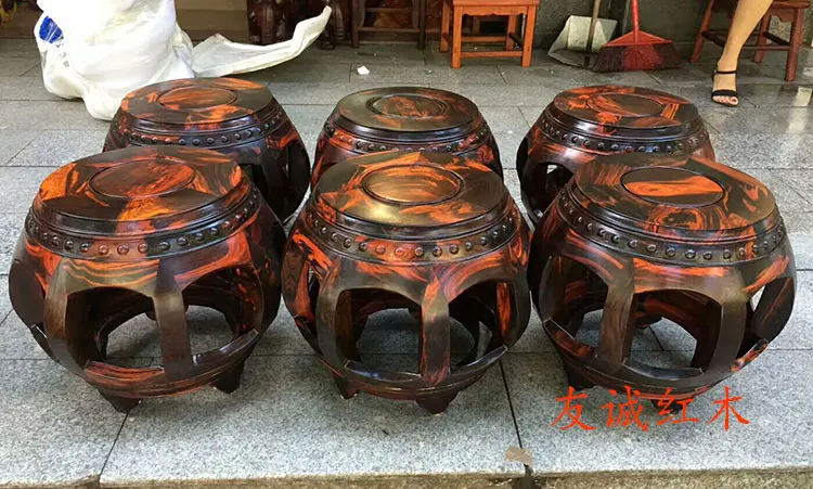 Wood Stool Set Табурет для ног деревянная мебель в античном стиле деревянный стул Ming And Qing классический таборет подножка Досуг потертый шик гостиная Винтаж - Цвет: Wood Stool Set