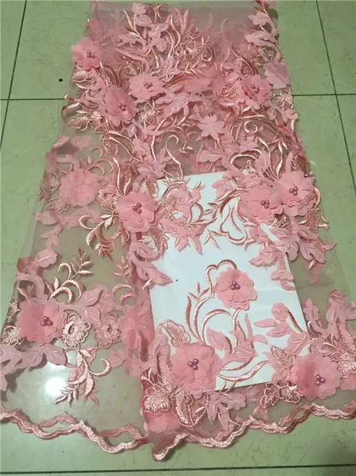 Озеро синий нигерии свадьба африканский французский шнурок с 3D Цветок из бисера