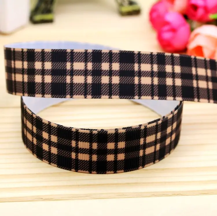 

7/8inch Free Shipping Plaid Printed Grosgrain Ribbon Hairbow Headwear Party Decoration Diy Wholesale OEM 22mm P5573