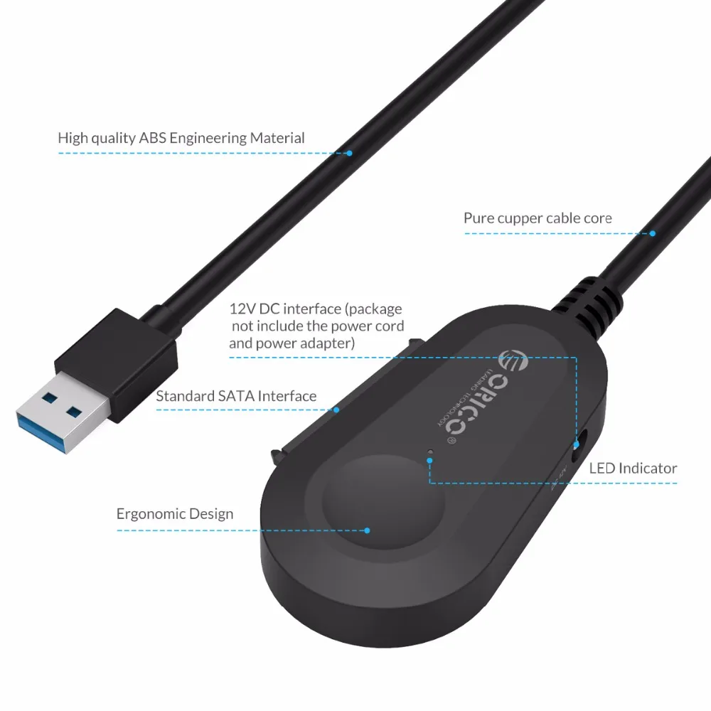Внешний жесткий диск ORICO 35UTS USB 3 0 2 5 и дюйма SATA со встроенным 8 дюймовым кабелем