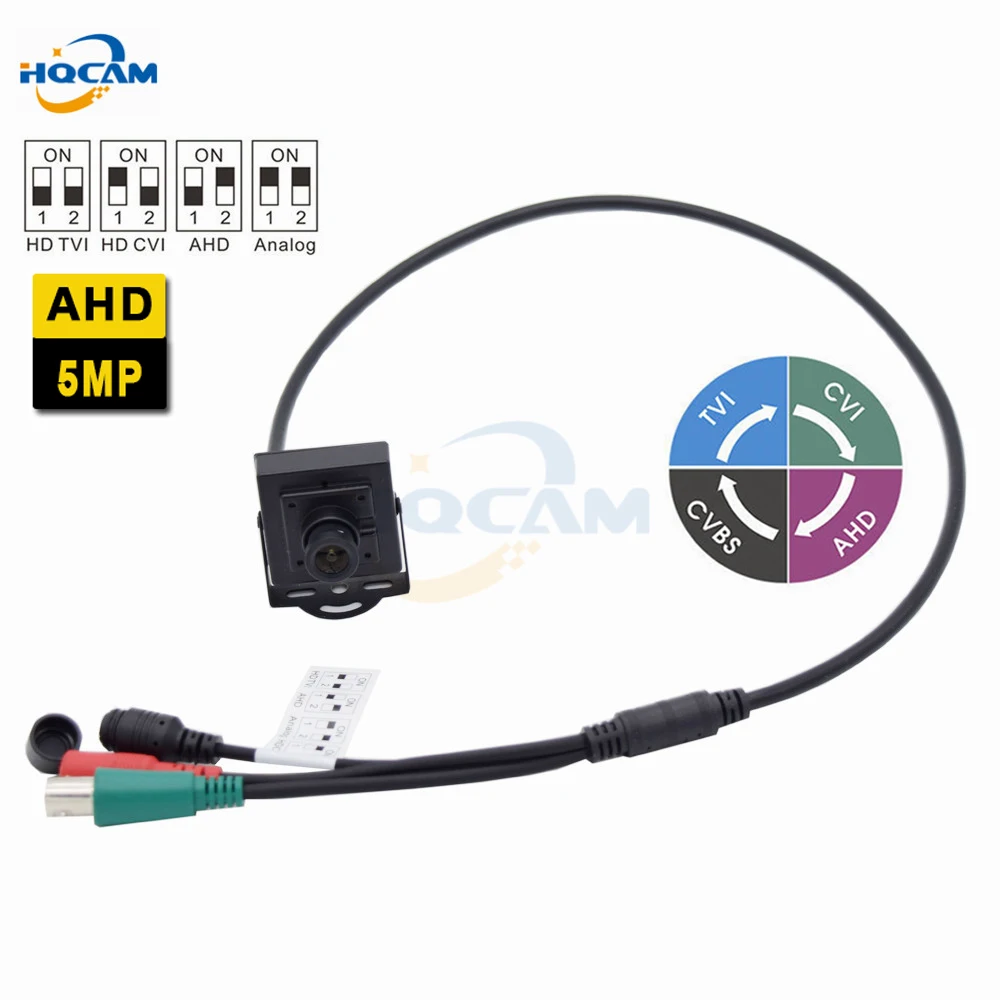 

HQCAM Mini AHD Camera 5.0MP Camera Indoor Security CCTV Camera DIP switch 4 IN 1 AHD5MP/4MP,TVI5MP/4MP,CVI4MP,CVBS for 3.6mm len