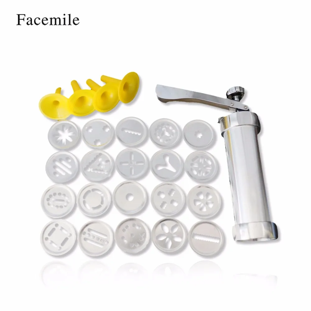 Facemile из нержавеющей стали печенье пресс для тиснения пистолет выдавливатель