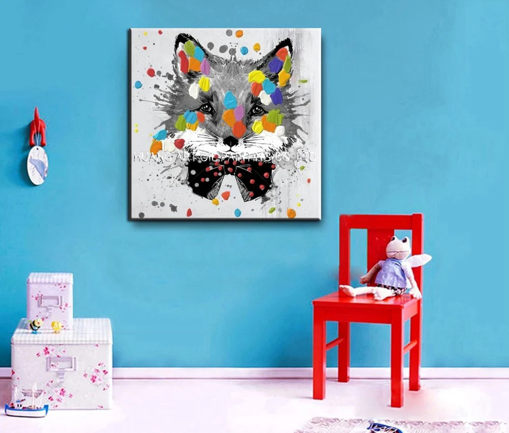 Ручная роспись Абстрактная масляная живопись енота для гостиной или спальни