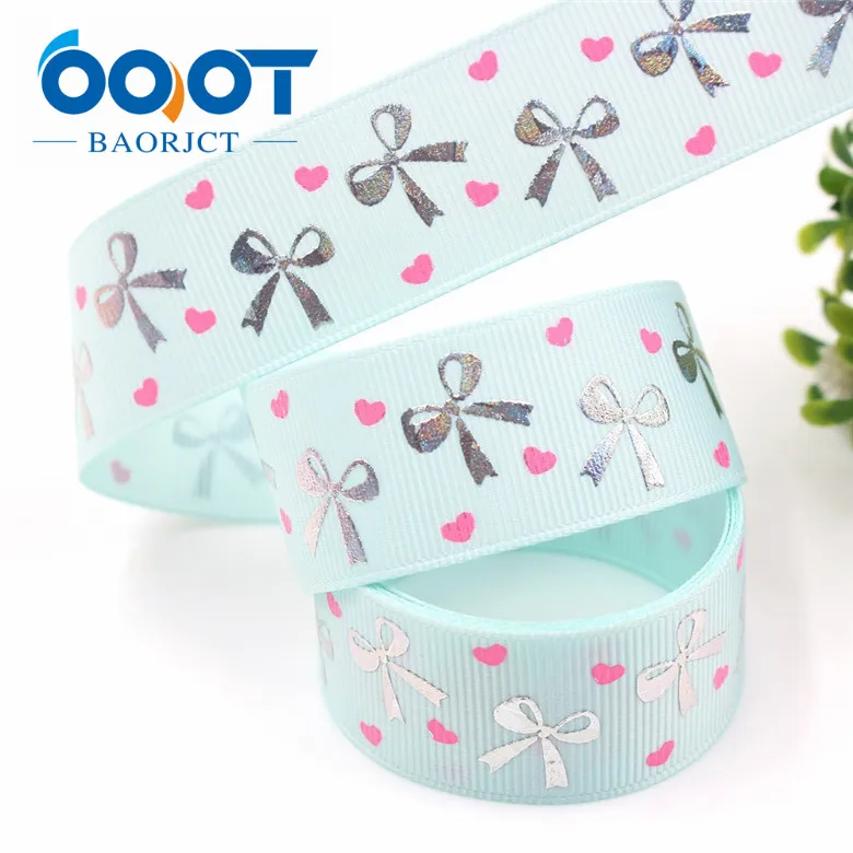 I-19326-781 OOOT BAORJCT I-19326-779, 10 ярдов 25 мм лазерный серебряный милый бант напечатаны корсажная лента DIY ручной работы головные уборы свадебный подарок обёрточная бумага - Цвет: I-19326-781