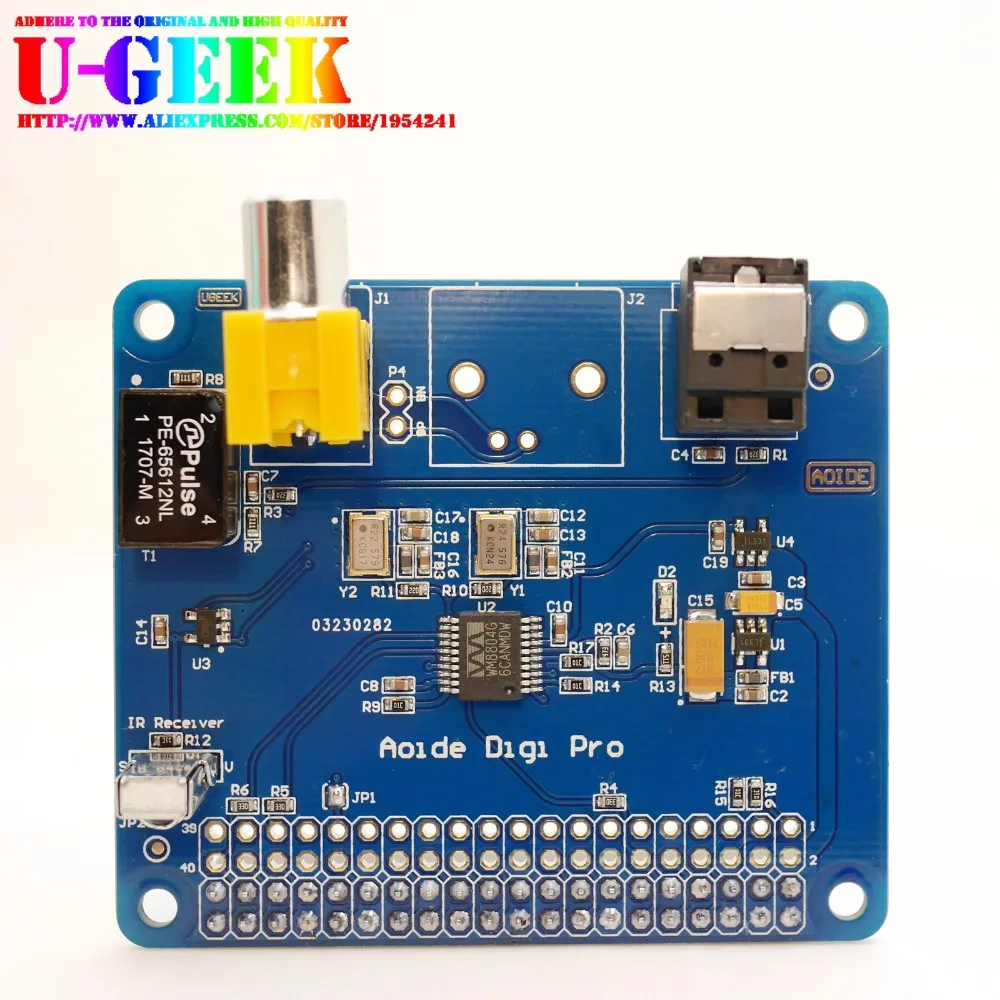 UGEEK AOIDE HIFI DiGi Pro цифровая звуковая карта для Raspberry pi 3B | два осциллятора | ies SPDIF Оптическое волокно | 44,1 и 48 кГц | 3B+ 4B 2B