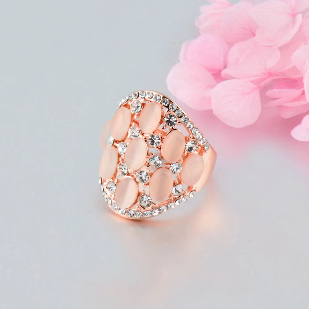 SINLEERY Vintage Opal стразы полые большой широкий кольца для Для женщин Модные украшения из розового золота Цвет JZ197 SSH
