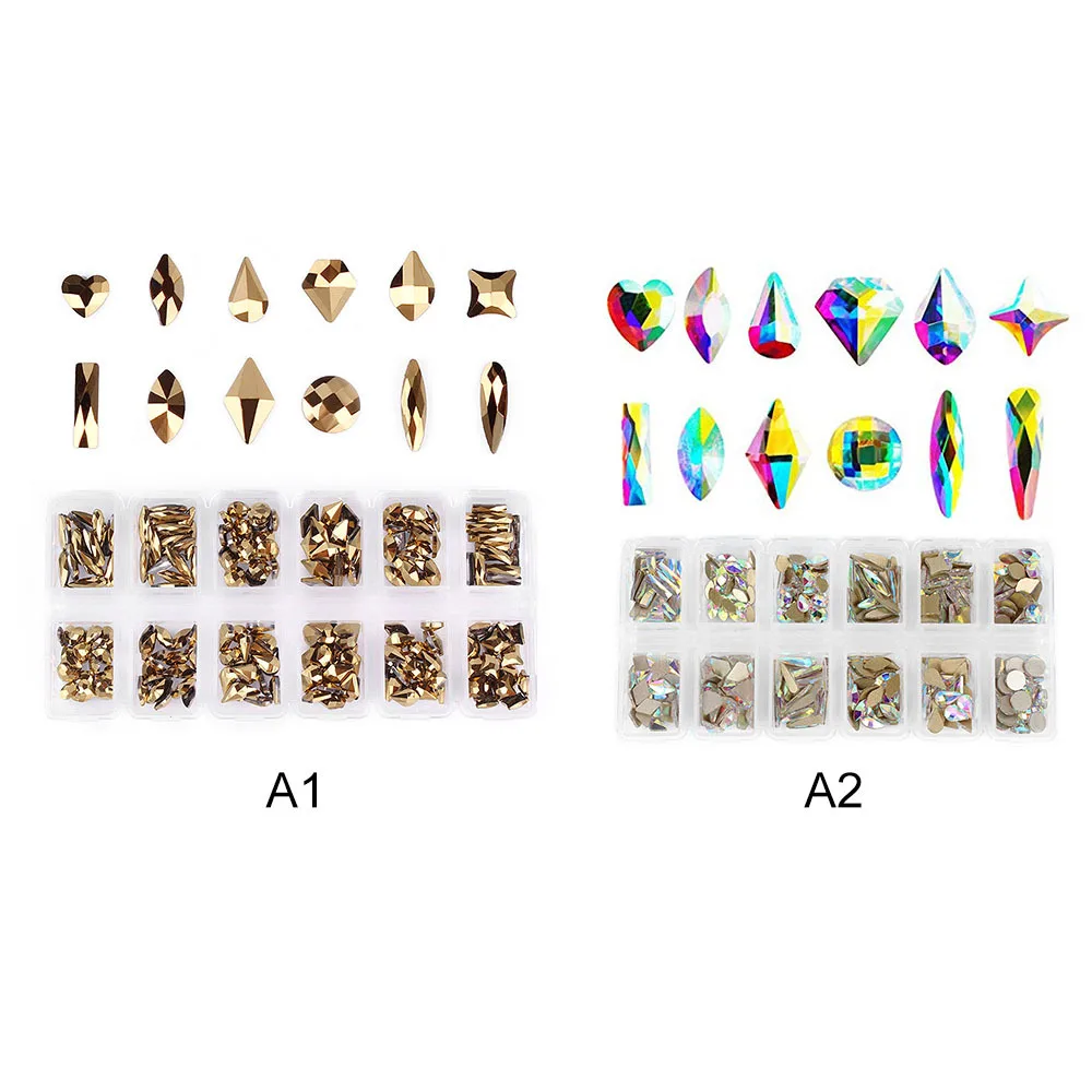 

240PCS Colorful 12 style Mixed Rhinestones For Nails 3D Crystal Stones For Nail Art Decorations Diy Design Manicure Diamonds