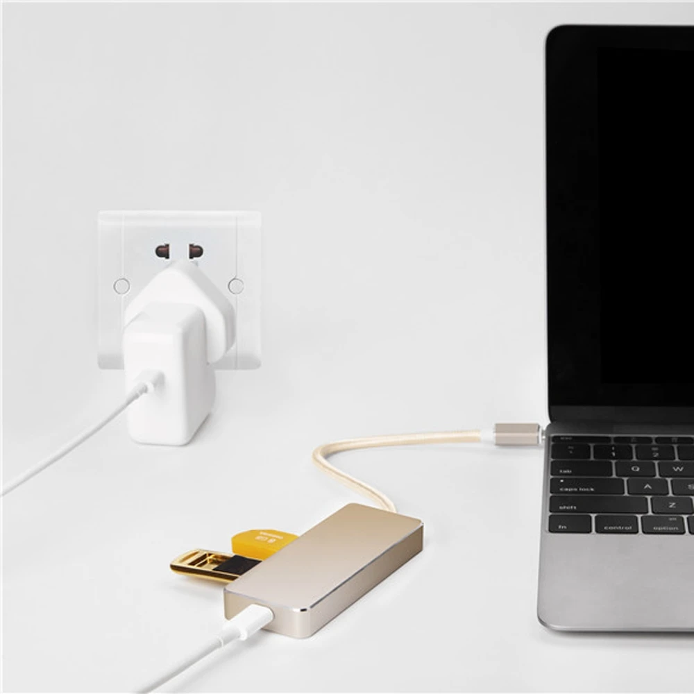 20pcs Portable USB 3.1 Type C to 2 3.0 HUB silver pink adapter for MacBook 12" | Электроника