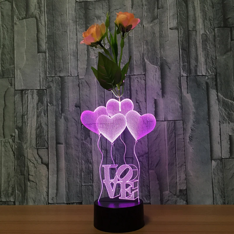Любовь шар цветок композиция 3d лампа дистанционное управление сенсорный