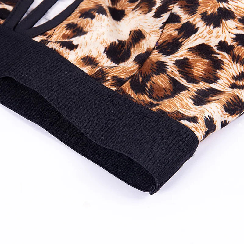 NORMOV для женщин Fitnesslegging костюмы укороченный топ и леггинсы брюки комплект из 2 предметов модные пикантные женские тренировки с леопардовым принтом спортивный костюм