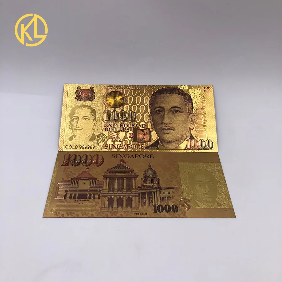 Сингапур 2 5 10 50 100 1000 dollor для набора цветной Золотой банкноты подарки в античном