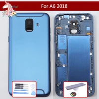 10pcs for samsung galaxy a6 2018 a600 a600f sm a600f back battery cover rear glass housing case with camera lens side buttons