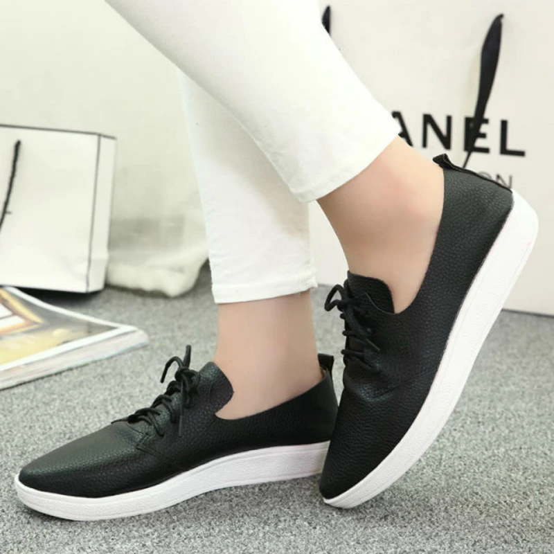 Sneaker White Flats Women Fashion Shoes Canvas Daily Wear Fitness Casual Lace Up Soft Comfortable Low Heel Black Silver | Тематическая