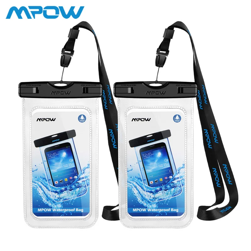 Black 2pcs Mpow iPX8 водонепроницаемый чехол Универсальный 6,5 дюймов чувствительный сенсорный прозрачный дизайн для iPhone Xs Max XR samsung S10 Xiaomi huawei - Цвет: Black 2pcs