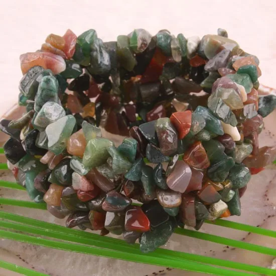Indian agate 13 видов камня Зеленый Хаулит Камень Гранат коралловый чип аметисты бусины стрейч браслет - Окраска металла: Indian agate