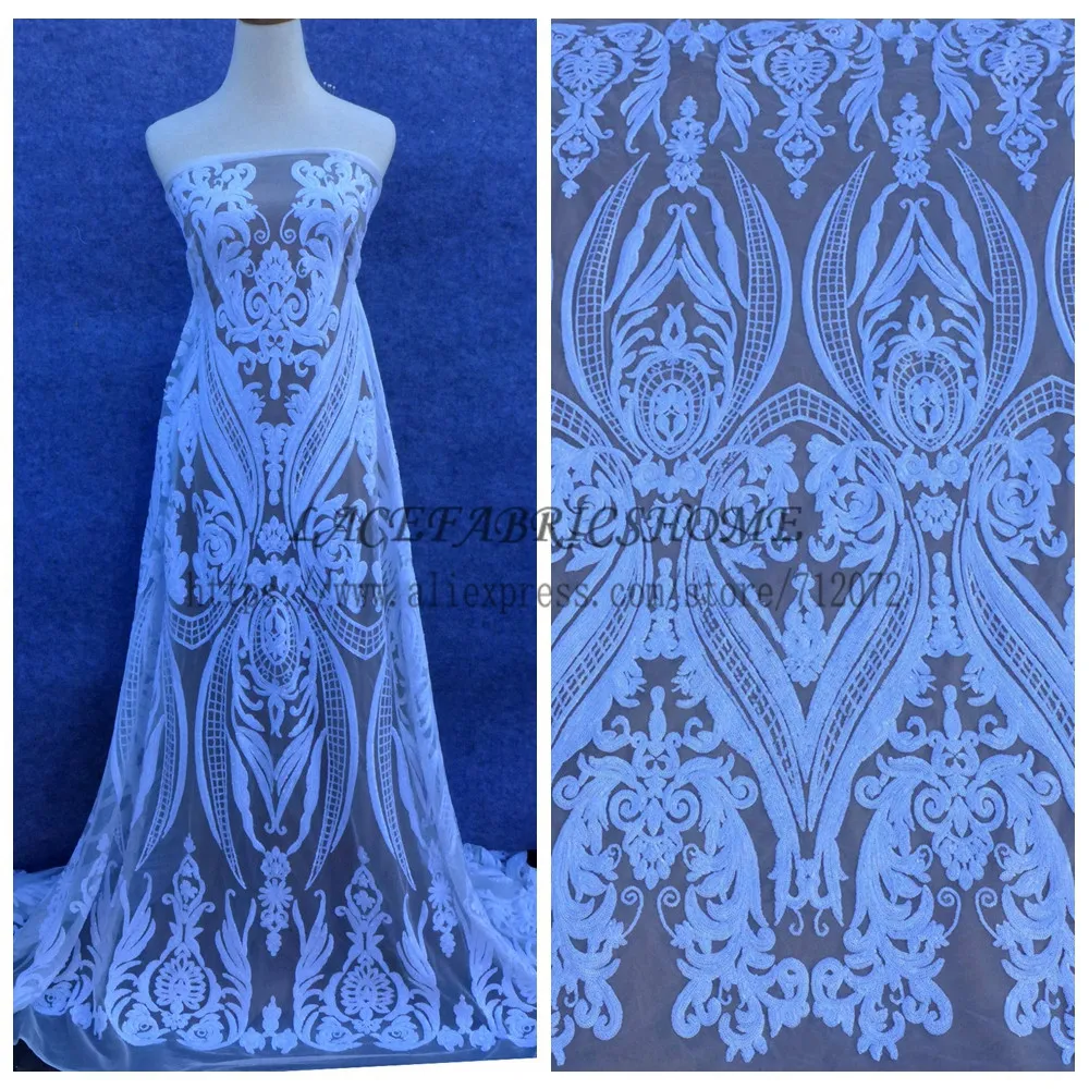 Высококачественная блестящая сетчатая кружевная ткань с блестками