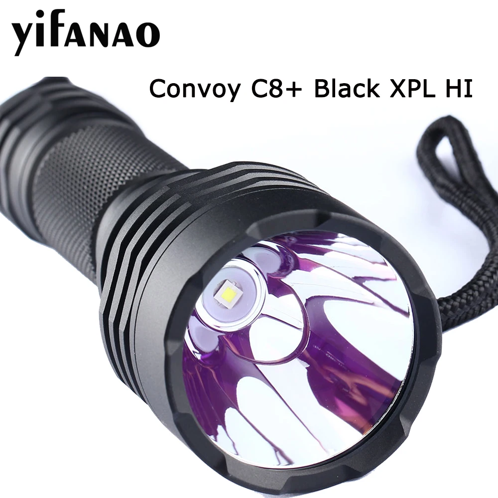 Convoy C8 светодиодный фонарик+ черный XPL HI тактический фонарь алюминиевый свет перезаряжаемый мощный ночник 5 режимов лампы на 18650