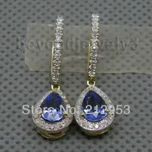 Серьги с цирконитом 5x7 мм желтое золото E0002|earrings vintage|earrings earringearrings