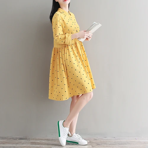 2018 весенне осеннее винтажное Повседневное платье женское с длинным рукавом