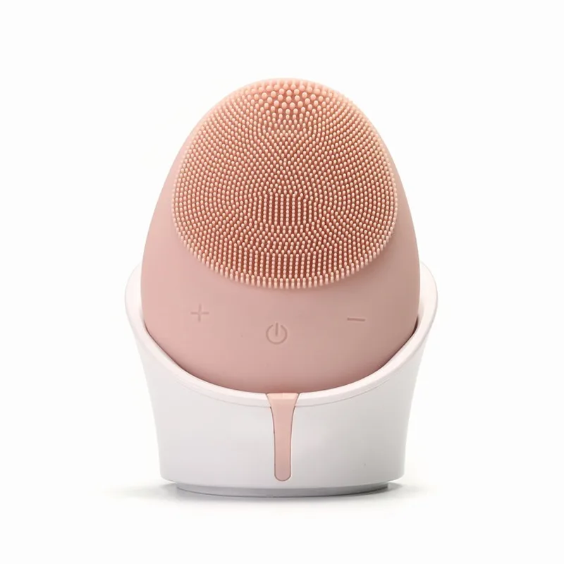 light pink Беспроводная зарядка электрическая Очищающая щетка для лица ультразвуковая Вибрация угрей очиститель пор водонепроницаемый массажер для лица 20#818 - Цвет: light pink