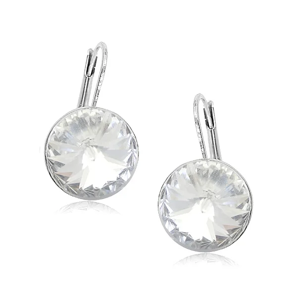 White 2 MOONROCY Прямая круглые серьги с кристаллами ювелирные изделия розовое золото цвет свадебные серьги свисающие для женщин синий фиолетовый - Окраска металла: White 2