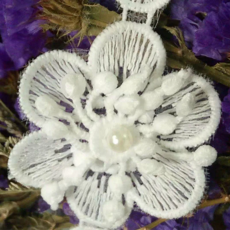 10x White Heart Flower Embroidered Lace Trim Ribbon Applique Sewing Craft Crochet Vintage Wedding Bridal Dress Clothes 5CM | Дом и сад