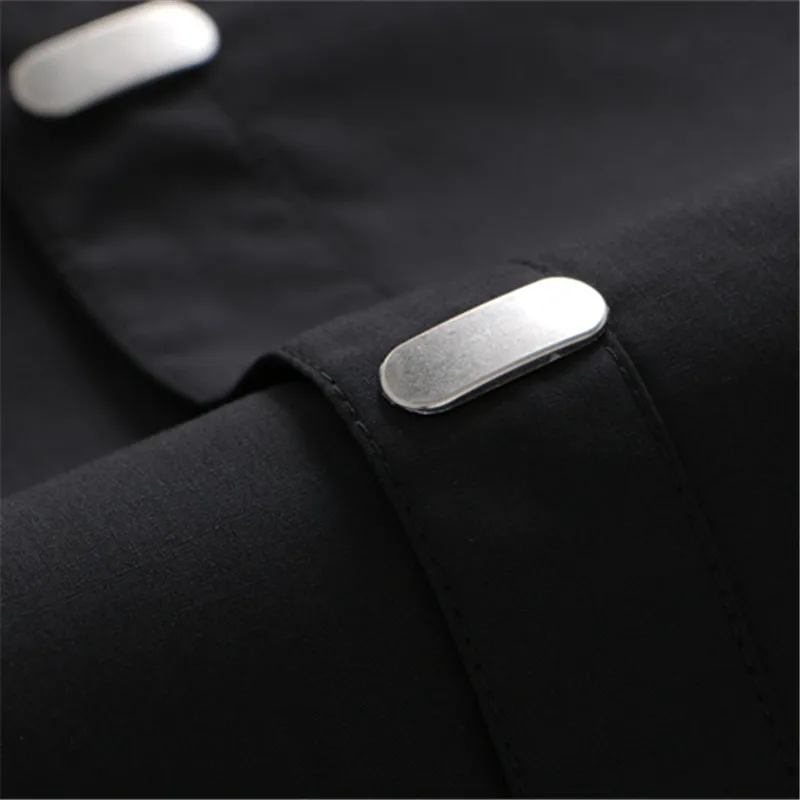 

VISADA JAUNA Men's Shirts 2018 Autumn New Arrival British Style Casual Long Sleeve Solid Male Business Slim Fit Black Shirt 4XL
