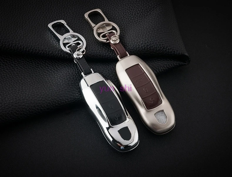 Высококачественный чехол для автомобильных ключей из цинкового сплава и кожи