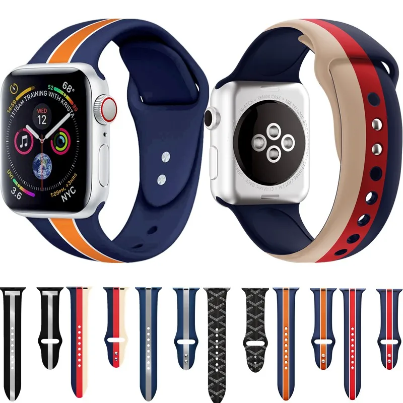 Спортивный силиконовый ремешок для Apple Watch Band 4/3/2/1 цветной сменный на запястье