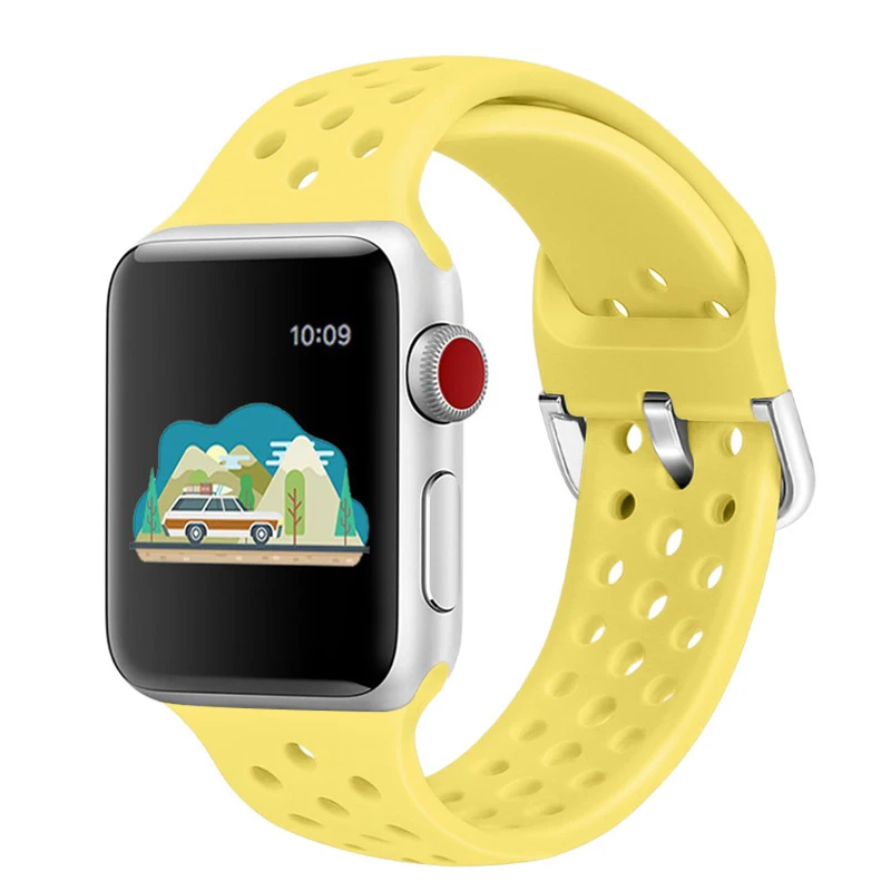Совместимый резиновый ремешок для Apple Watch 4 5 40 мм 44 мм мягкий силиконовый спортивный дышащий ремешок для iWatch серии 5 4 3 2 1 38 мм 42 мм - Цвет ремешка: Color 4